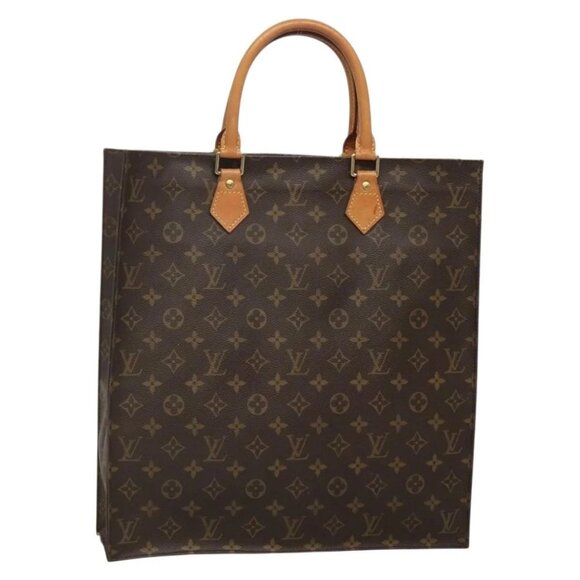 Louis Vuitton Handbags - LOUIS VUITTON Monogram Sac Plat Hand Bag M51140 LV Auth BA5073